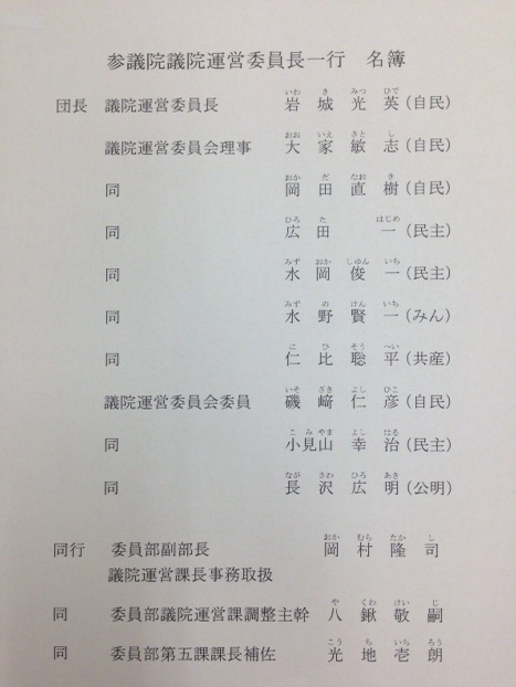 2013議院運営委員会一行名簿